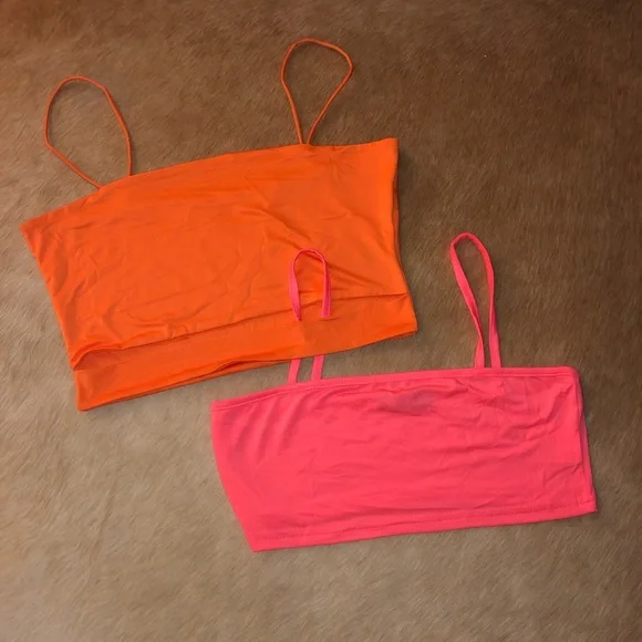 4/$20 2 Nwot Shein neon crop tops, pink is xs orange S - Picture 2 of 11